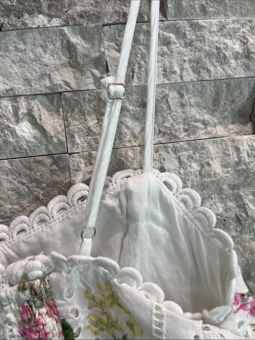 Lulu's White Floral Two-Piece Eyelet Skirt  Set Sz:S - Picture 13 of 14